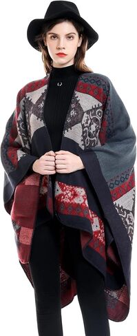 ESLCLO Shawl Wraps for Women Ponchos and Wraps Blanket Shawl Cardigan Sweater Winter Open Front Poncho Cape in Saudi Arabia