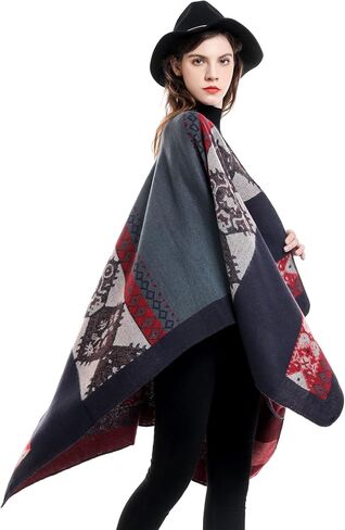 ESLCLO Shawl Wraps for Women Ponchos and Wraps Blanket Shawl Cardigan Sweater Winter Open Front Poncho Cape in Saudi Arabia