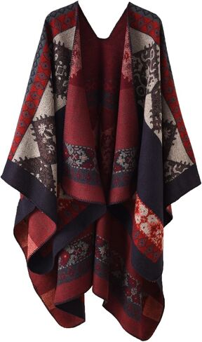 ESLCLO Shawl Wraps for Women Ponchos and Wraps Blanket Shawl Cardigan Sweater Winter Open Front Poncho Cape in Saudi Arabia