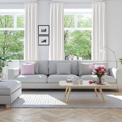 AZRMT White Curtain - 2 Panels Faux Linen Drapes for Living Room - Room Darkening, Tab Back and Rod Pocket - 52x63 Inches in Saudi Arabia