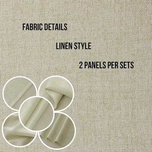 AZRMT White Curtain - 2 Panels Faux Linen Drapes for Living Room - Room Darkening, Tab Back and Rod Pocket - 52x63 Inches in Saudi Arabia