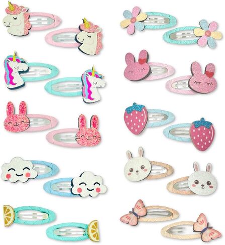 Glitter Hair Clips for Girls Accessories - 10 Pairs 20 Pcs Sparkly Non-Slip Metal Snap Clip, Hair Barrettes for Women, Baby Girls Hair Accessories for Little Kids, Children & Teens in Saudi Arabia
