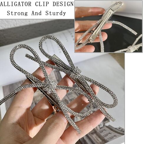 3 قطع من مشابك الشعر المصنوعة من حجر الراين دبوس شعر معدني غير قابل للانزلاق مشابك كريستال منقار البط وعقدة على شكل فيونكة للنساء والفتيات | هدايا العيد | للشعر الرقيق | مجوهرات الزفاف الشعر دبوس الشعر الزفاف in Kuwait