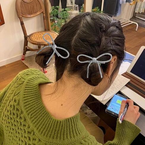 3 قطع من مشابك الشعر المصنوعة من حجر الراين دبوس شعر معدني غير قابل للانزلاق مشابك كريستال منقار البط وعقدة على شكل فيونكة للنساء والفتيات | هدايا العيد | للشعر الرقيق | مجوهرات الزفاف الشعر دبوس الشعر الزفاف in Kuwait