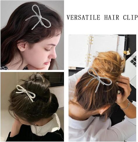 3 قطع من مشابك الشعر المصنوعة من حجر الراين دبوس شعر معدني غير قابل للانزلاق مشابك كريستال منقار البط وعقدة على شكل فيونكة للنساء والفتيات | هدايا العيد | للشعر الرقيق | مجوهرات الزفاف الشعر دبوس الشعر الزفاف in Kuwait