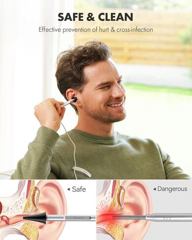 أداة إزالة شمع الأذن من Anykit، نطاق الأذن فائق الوضوح مع أضواء LED لتنظيف الأذن، منظار الأذن للكاميرا لتنظيف الأذن مع ملعقة الأذن ومنظار للهاتف والكمبيوتر اللوحي in Kuwait