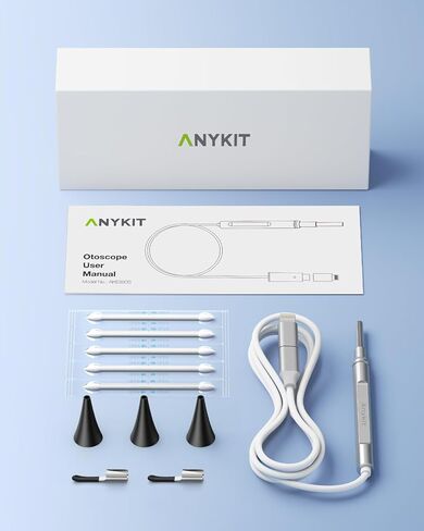 أداة إزالة شمع الأذن من Anykit، نطاق الأذن فائق الوضوح مع أضواء LED لتنظيف الأذن، منظار الأذن للكاميرا لتنظيف الأذن مع ملعقة الأذن ومنظار للهاتف والكمبيوتر اللوحي in Kuwait