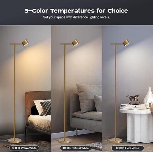 Floor Lamps for Living Room, 3 Color Temperatures Floor Reading Lamp with Flexible Head,Modern Tall Floor Lamp for Bedroom,Standing Lamp for Office Working,Black in Kuwait