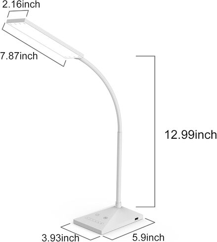 RAOYI LED Desk Lamp, 12W Dimmable Table Lamp Eye-Caring Reading Light with USB Charging Port, Touch Control, 5 Lighting Modes and 6-Level Brightness for Home Office Bedrooms (Black) in Saudi Arabia
