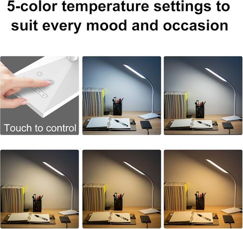 RAOYI LED Desk Lamp, 12W Dimmable Table Lamp Eye-Caring Reading Light with USB Charging Port, Touch Control, 5 Lighting Modes and 6-Level Brightness for Home Office Bedrooms (Black) in Saudi Arabia