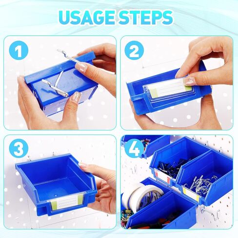25 قطعة من Tatuo، 3 أحجام من صناديق Pegboard، أكواب Pegboard مع خطافات وملصقات، ملحقات منظم لوح الوتد لتنظيم الملحقات، ورشة عمل المكتب، منضدة عمل المرآب، أزرق in Saudi Arabia