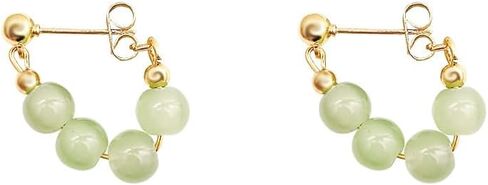 Jade Earrings Green Earrings for Women Jade Tassel Earrings Crystal Huggie Hoop Earrings Jade Jewelry for Women in Saudi Arabia