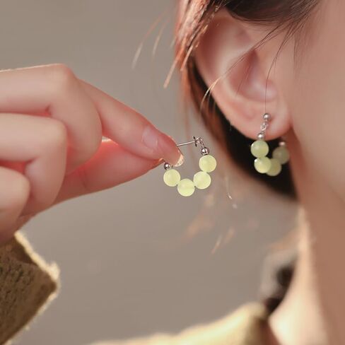 Jade Earrings Green Earrings for Women Jade Tassel Earrings Crystal Huggie Hoop Earrings Jade Jewelry for Women in Saudi Arabia
