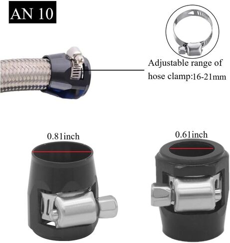 YSIL 6AN Hose Finisher Clamp for Stainless Braided Hoses,Rubber Hoses end Finisher Flexible Hose Pipe Hex Clamps for 3/8 Fuel Line Hose Aluminum Black 5PCS in Kuwait