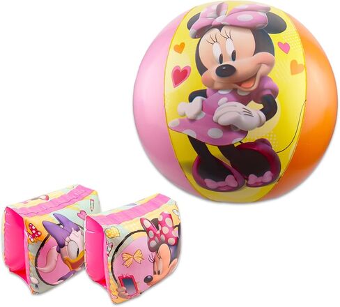 Disney Minnie Mouse Ultimate Beach Toys Set - 6 Pc Disney Pool Toys Bundle with Minnie Beach Ball, Arm Floaties, Goggles, and Tote Bag Plus More in Kuwait