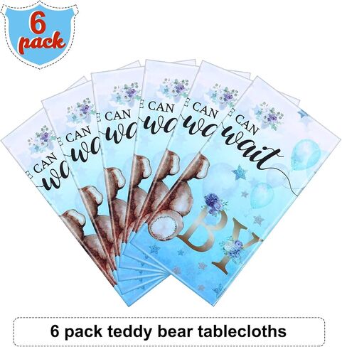 Bear Baby Shower Tablecloth Plastic Bear Table Cover We Can Bearly Wait Baby Tablecloth Bear Balloon Star Flower Table Cover for Kids Birthday Party and Baby Shower, 54 x 108 Inch (Pink,3 Pack) in Saudi Arabia