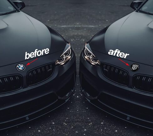 Biomar Labs BMW Emblem 82mm, Silver Black, ABS, Compatible with Active Hybrid 7, Serie 1 M, Alpina, B7, 51148132375, Vehicle Specific in Saudi Arabia