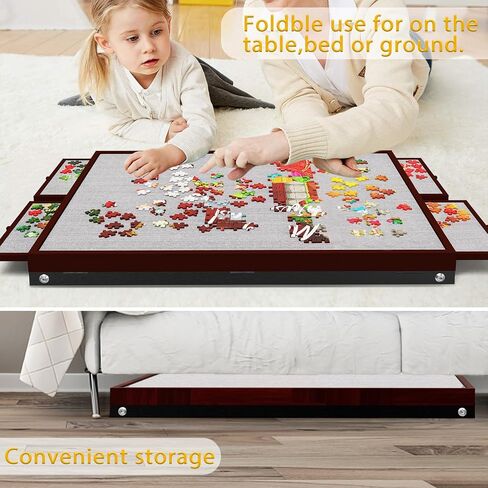 RAGOZONERY Jigsaw Puzzle Table 1500pcs,18-28in Height Adjustable and Five Up Angles Puzzle Tables with Drawers,Jigsaw Puzzle Board with Cover,Puzzle Tables for Adults in Saudi Arabia