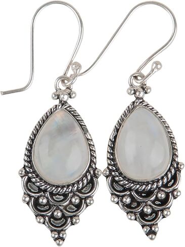 Vintage Glamour Exquisite Gemstone Oxidised Earrings Handmade in 925 Sterling Silver (Green Peridot) in Saudi Arabia