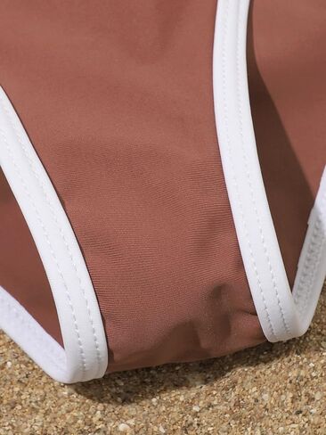 Milumia Girl's 3 Pieces Swimsuits Sport Contrast Binding Bathing Suits with Swim Shorts in Saudi Arabia