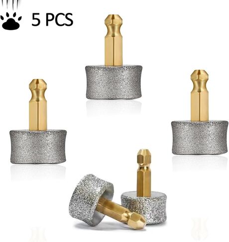 5 عبوات من رأس استبدال مطحنة أظافر الكلاب - استبدال طرف ماسي لمطحنة أظافر الحيوانات الأليفة - رؤوس مطحنة تنعيم مخلب الكلب الاحترافية، نصائح آمنة وغير مؤلمة وقابلة للاستبدال in Kuwait
