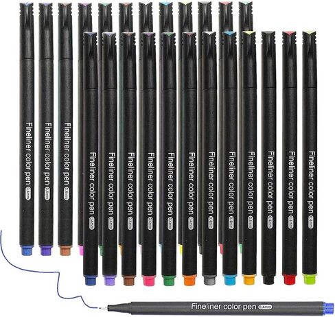 Fineliner Pens, Set of 24 Fineliners, 0.4 mm Tips Fine Point Markers, Assorted Art Pens, Water-Based Fine Tip Markers for Drawing, Sketching, Journaling and Calligraphy. in Saudi Arabia