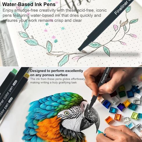 Fineliner Pens, Set of 24 Fineliners, 0.4 mm Tips Fine Point Markers, Assorted Art Pens, Water-Based Fine Tip Markers for Drawing, Sketching, Journaling and Calligraphy. in Saudi Arabia