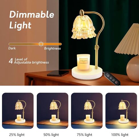 LANLONG Candle Warmer Lamp for Jar Candles, Adjustable Candle Warmer Lamp with Timer & Dimmer, Glass Scented Candles Warmer Black with 2 Bulbs, Electric Candle Warmer Lamp for Bedroom Home Decor in Saudi Arabia