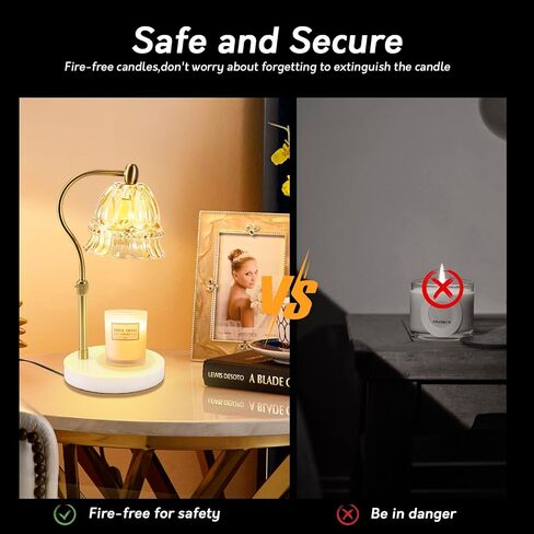 LANLONG Candle Warmer Lamp for Jar Candles, Adjustable Candle Warmer Lamp with Timer & Dimmer, Glass Scented Candles Warmer Black with 2 Bulbs, Electric Candle Warmer Lamp for Bedroom Home Decor in Saudi Arabia