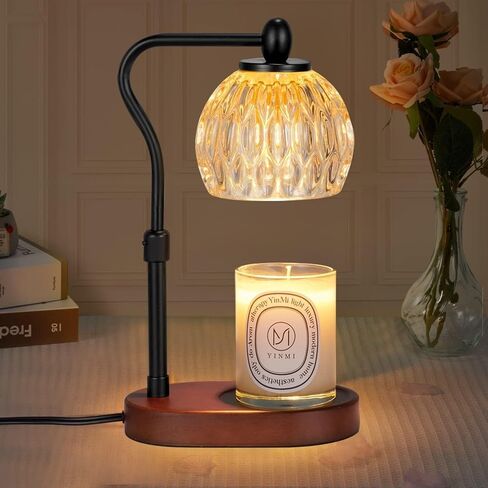 LANLONG Candle Warmer Lamp for Jar Candles, Adjustable Candle Warmer Lamp with Timer & Dimmer, Glass Scented Candles Warmer Black with 2 Bulbs, Electric Candle Warmer Lamp for Bedroom Home Decor in Saudi Arabia