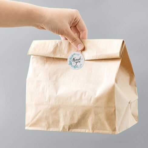 Thank You Stickers Roll - 1.5 inch Blue Thank You Stickers Exquisite Greenery Turquoise Pattern roll, 500 Stickers per Roll, Thank You Stickers for Business Gift Bags Envelopes Journal Stickers in Kuwait