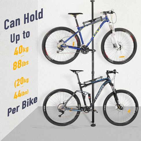 BIKEHAND Floor to Ceiling 2 Bike Storage Stand - Dual Hanger Gravity Hook Parking Rack Pole Stand for Storing Bicycles in Garages or Apartments - Height up to 10'10" in Saudi Arabia