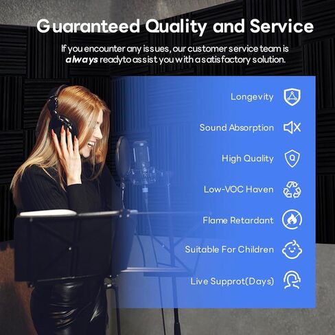 24 حزمة من الألواح الإسفنجية المقاومة للصوت للجدران ذاتية اللصق، 2 بوصة × 12 بوصة × 12 بوصة من الألواح الصوتية عالية الكثافة، لوحات حائط عازلة للصوت سريعة التوسع مقاومة للحريق، عازلة للصوت لغرفة نوم استوديو تسجيل الموسيقى (أسود) in Kuwait