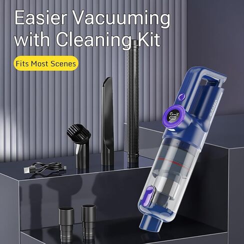 Cyclone Handheld Vacuum Cordless, 17000PA Strong Suction Car Vacuum with Brushless Motor, 30 Mins Runtime, Support QC3.0 Fast Charge, 1.4lbs Lightweight Hand Vacuum for Car, Pet and Home Cleaning in Kuwait