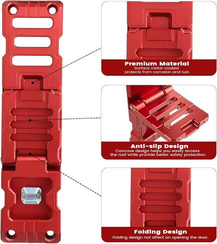 خطوة قدم مفصلية للباب متوافقة مع جيب رانجلر 2007-2023 JK JKU JL JLU & Gladiator JT، دواسة قدم قابلة للطي من سبائك الألومنيوم مع فتاحة زجاجات باللون الأحمر - قطعة واحدة (لا تناسب 2021 Gladiator) in Kuwait