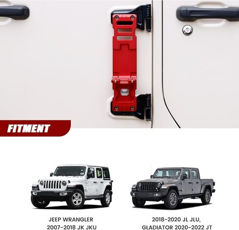 خطوة قدم مفصلية للباب متوافقة مع جيب رانجلر 2007-2023 JK JKU JL JLU & Gladiator JT، دواسة قدم قابلة للطي من سبائك الألومنيوم مع فتاحة زجاجات باللون الأحمر - قطعة واحدة (لا تناسب 2021 Gladiator) in Kuwait