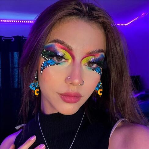 Handmade Moth Butterfly Wing Earrings for Women Girls Faux Leather Colorful Butterfly Wing Earrings Statement Wing Earrings Fashion Insect Jewelry (Blue A) in Saudi Arabia