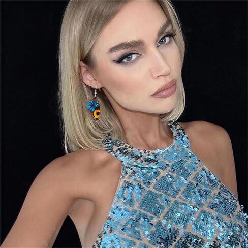 Handmade Moth Butterfly Wing Earrings for Women Girls Faux Leather Colorful Butterfly Wing Earrings Statement Wing Earrings Fashion Insect Jewelry (Blue A) in Saudi Arabia