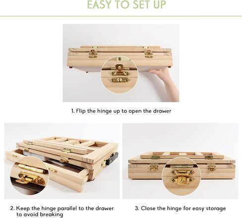 مجموعة حامل طاولة رسم مكونة من 19 قطعة، مجموعة أدوات فنية خشبية مختلطة تتضمن حامل الطاولة والدهانات الأكريليك والفرش ولوحة القماش وهدية لوازم فنية للمبتدئين والأطفال والكبار in Kuwait