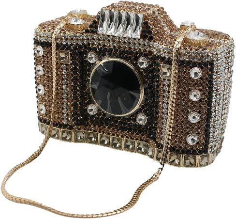 UMREN Novelty Crystal Camera Shaped Clutch Purse for Women Sparkly Rhinestones Evening Clutch Bag Glitter Bridal Prom Handbag in Saudi Arabia