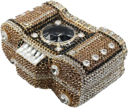 UMREN Novelty Crystal Camera Shaped Clutch Purse for Women Sparkly Rhinestones Evening Clutch Bag Glitter Bridal Prom Handbag in Saudi Arabia