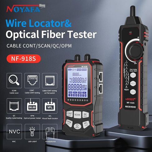 جهاز اختبار كابل الشبكة NOYAFA NF-918S مع 6 عدادات طاقة بصرية بطول موجي، جهاز اختبار كابل إيثرنت لكابل الحبر RJ45 جهاز اختبار الشبكة مع محدد خطأ بصري 10 ميجاوات، أدوات شبكة اختبار PoE in Kuwait