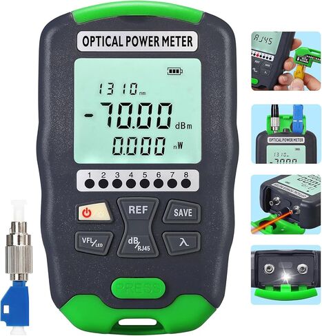 مقياس الطاقة الضوئية 4 في 1 A-D70 -70~+10 ديسيبل في الدقيقة محدد موقع الأخطاء البصري المدمج بقدرة 15 ميجاوات مع اختبار شبكة RJ45 ومقياس طاقة الألياف الضوئية LED وواجهة SC/FC/ST مع محول أنثى LC (OPM&VFL) in Kuwait