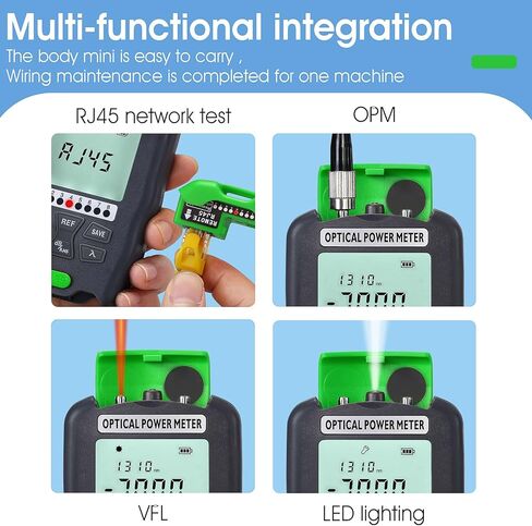 مقياس الطاقة الضوئية 4 في 1 A-D70 -70~+10 ديسيبل في الدقيقة محدد موقع الأخطاء البصري المدمج بقدرة 15 ميجاوات مع اختبار شبكة RJ45 ومقياس طاقة الألياف الضوئية LED وواجهة SC/FC/ST مع محول أنثى LC (OPM&VFL) in Kuwait