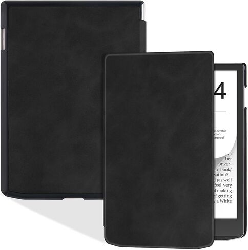 حافظة BOZHUORUI رفيعة لقارئ الكتب الإلكترونية الجديد كليًا مقاس 7.8 بوصات Pocketbook Inkpad 4/Inkpad Color 2/InkPad Color 3 (إصدار 2023) - غطاء واقٍ من جلد البولي يوريثان الفاخر مع خاصية النوم/الاستيقاظ التلقائي (رمادي غامق) in Saudi Arabia