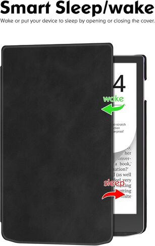 حافظة BOZHUORUI رفيعة لقارئ الكتب الإلكترونية الجديد كليًا مقاس 7.8 بوصات Pocketbook Inkpad 4/Inkpad Color 2/InkPad Color 3 (إصدار 2023) - غطاء واقٍ من جلد البولي يوريثان الفاخر مع خاصية النوم/الاستيقاظ التلقائي (رمادي غامق) in Saudi Arabia