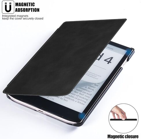 حافظة BOZHUORUI رفيعة لقارئ الكتب الإلكترونية الجديد كليًا مقاس 7.8 بوصات Pocketbook Inkpad 4/Inkpad Color 2/InkPad Color 3 (إصدار 2023) - غطاء واقٍ من جلد البولي يوريثان الفاخر مع خاصية النوم/الاستيقاظ التلقائي (رمادي غامق) in Saudi Arabia