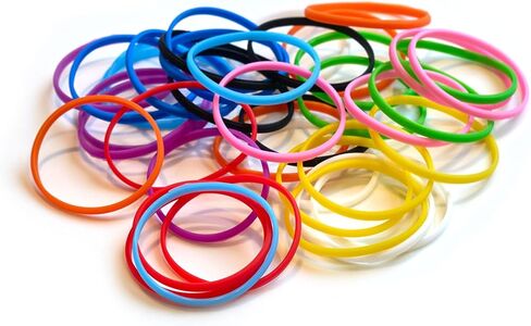 Grifiti Band Joes Long Lasting Durable Silicone Rubber Bands Cooking Wrist Box #34 4 inch flat x 0.125 wide x 0.079 thick 8 inch Circumference 2.5 Diameter 3x Elastic Stretch 40 Pack Assorted Colors in Kuwait