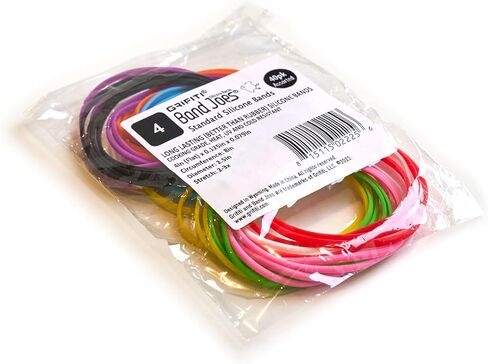 Grifiti Band Joes Long Lasting Durable Silicone Rubber Bands Cooking Wrist Box #34 4 inch flat x 0.125 wide x 0.079 thick 8 inch Circumference 2.5 Diameter 3x Elastic Stretch 40 Pack Assorted Colors in Kuwait
