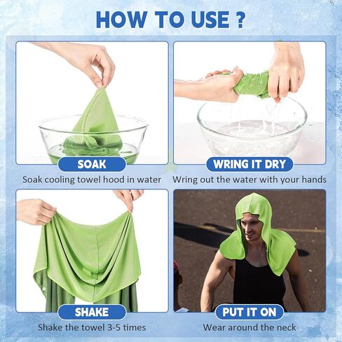 4 قطع صيفية ماصة للتبريد، منشفة للعرق، أغطية للحماية من الشمس، ملحقات تبريد للرجال والنساء، مناشف تبريد للرقبة والوجه، رأس للتخييم، الصالة الرياضية، الرياضة الخارجية، الطقس الحار in Kuwait